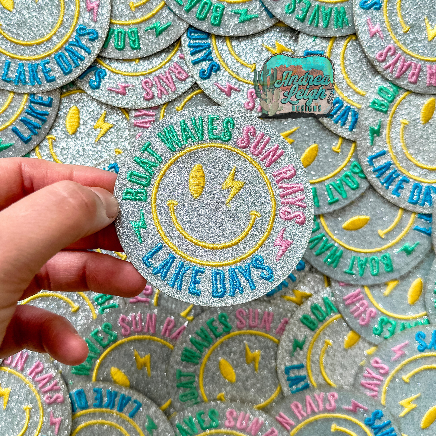 Boat Waves Sun Rays Lake Days Embroidered Patch