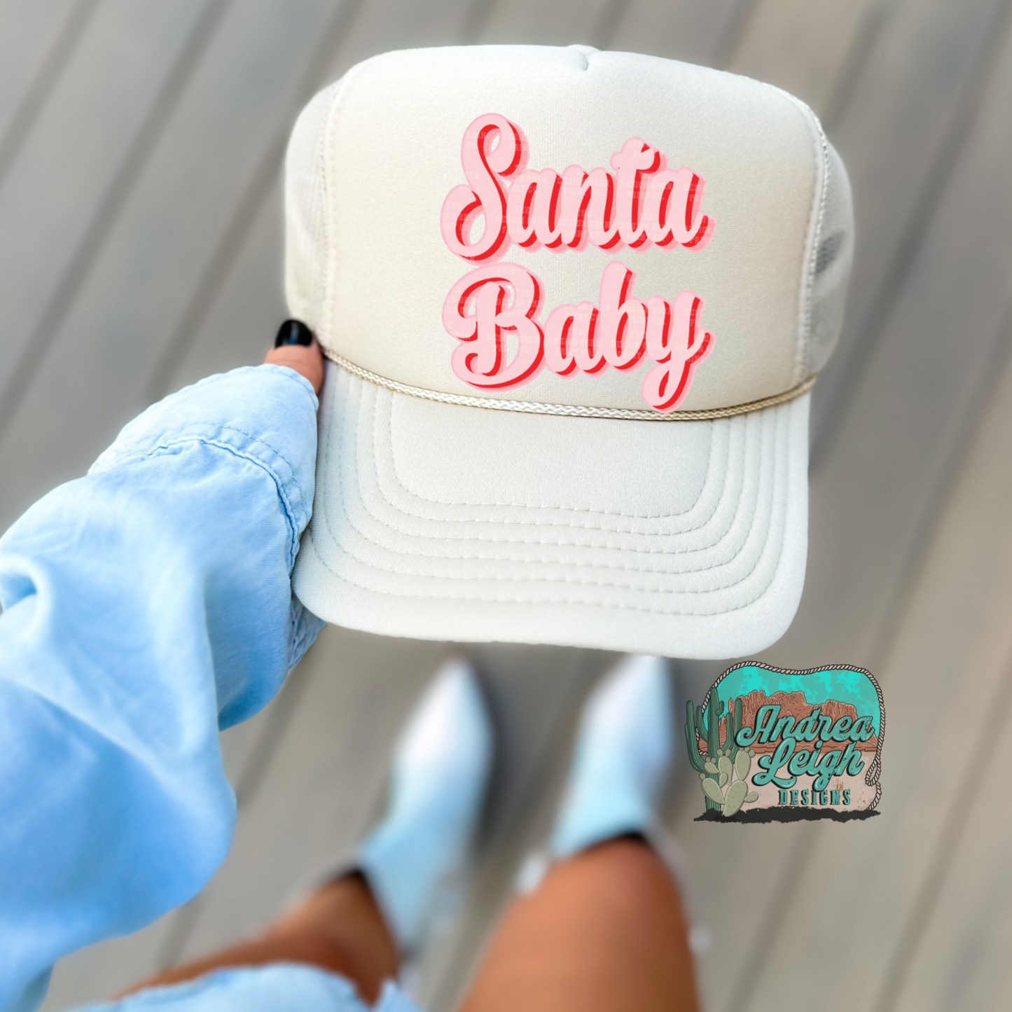 DTF Transfers Pink Santa Baby