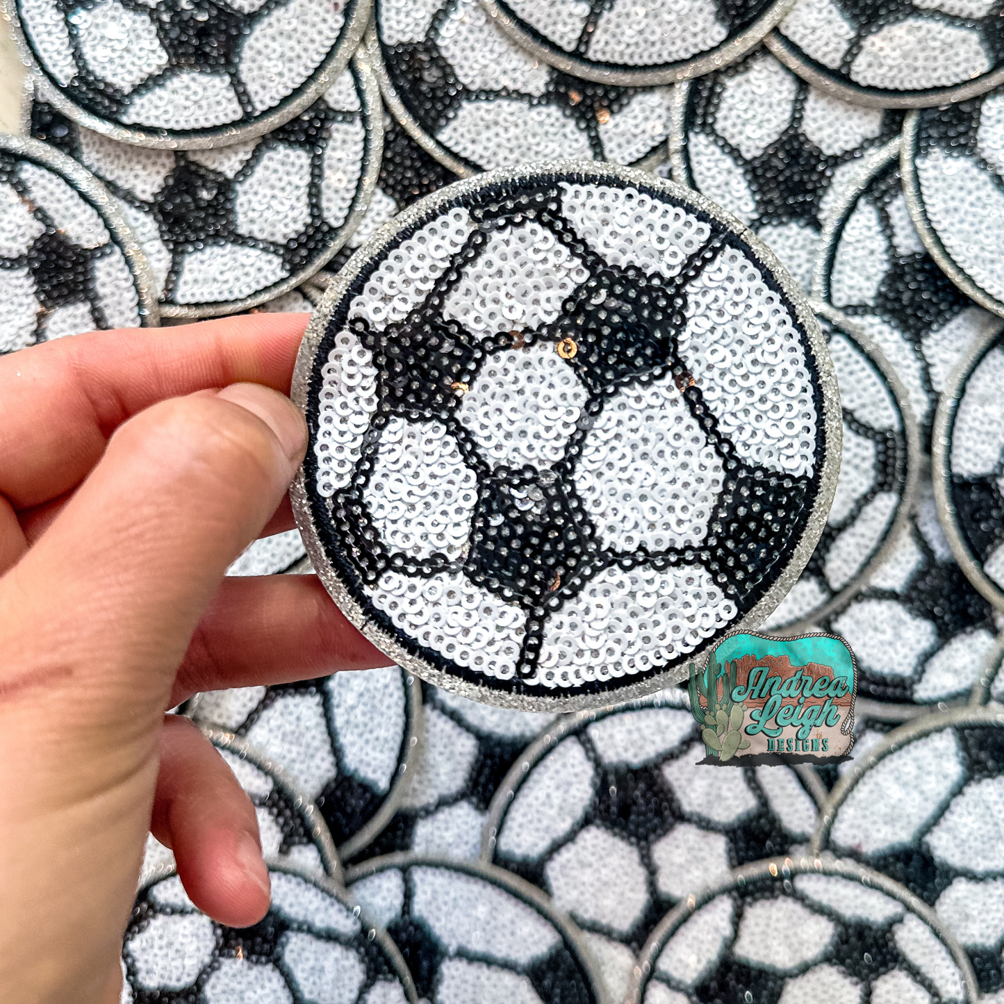 Glitter Soccer Ball Embroidered Patch