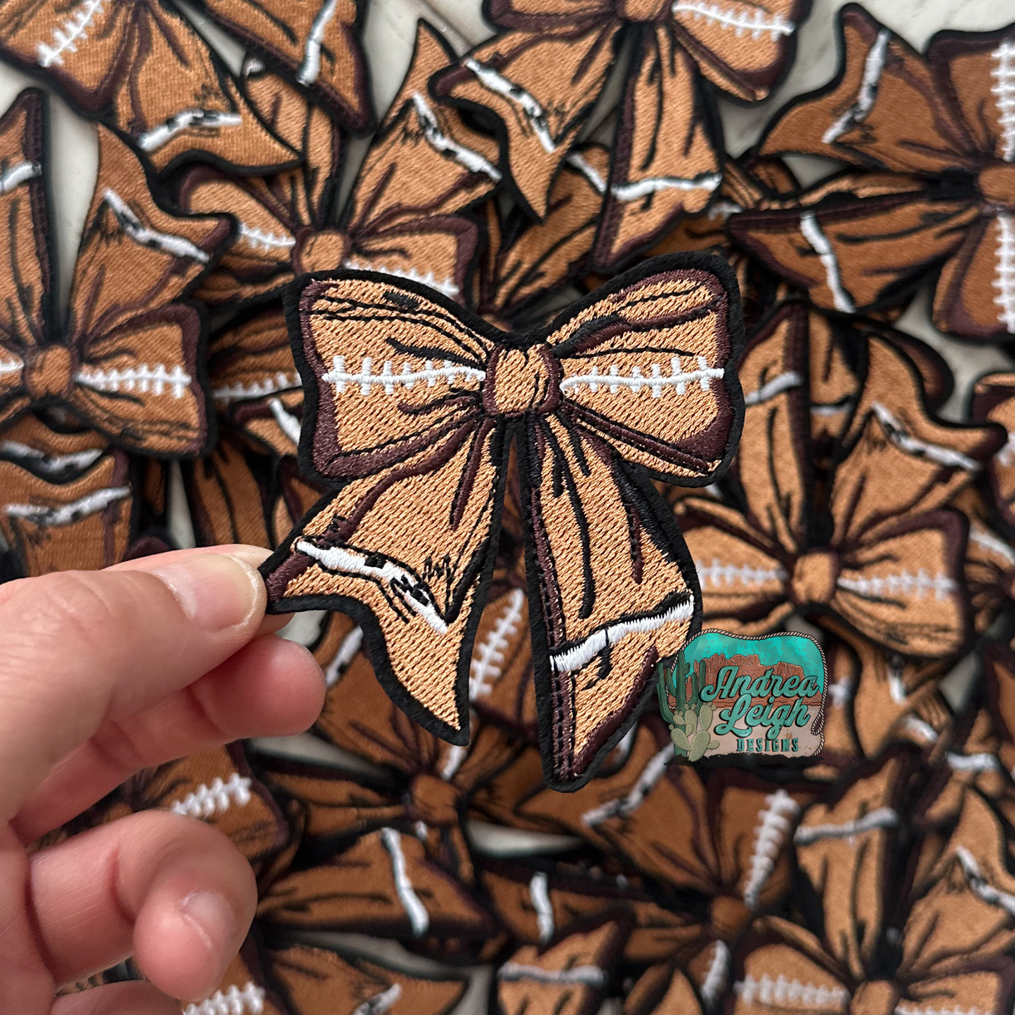 Football Coquette Bow Embroidered Patch