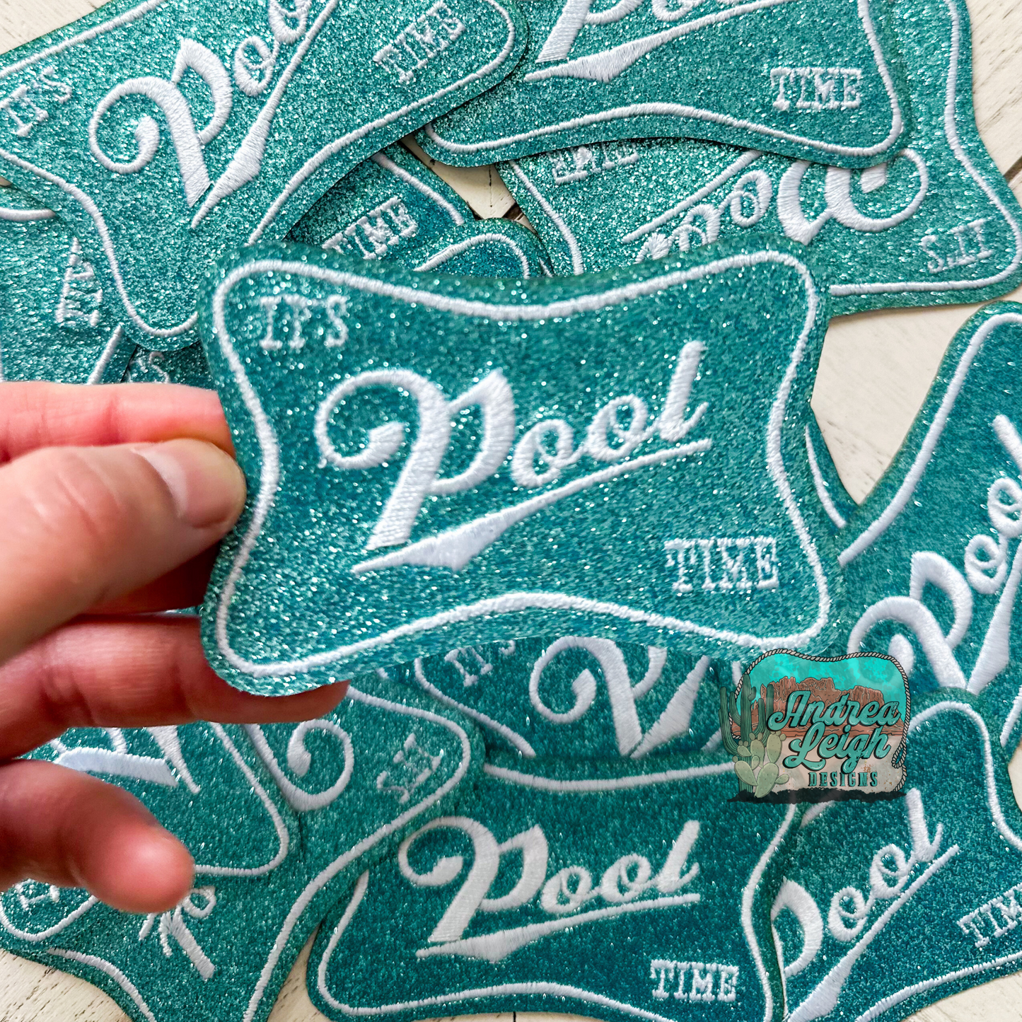Pool Time Glitter Embroidered Patch