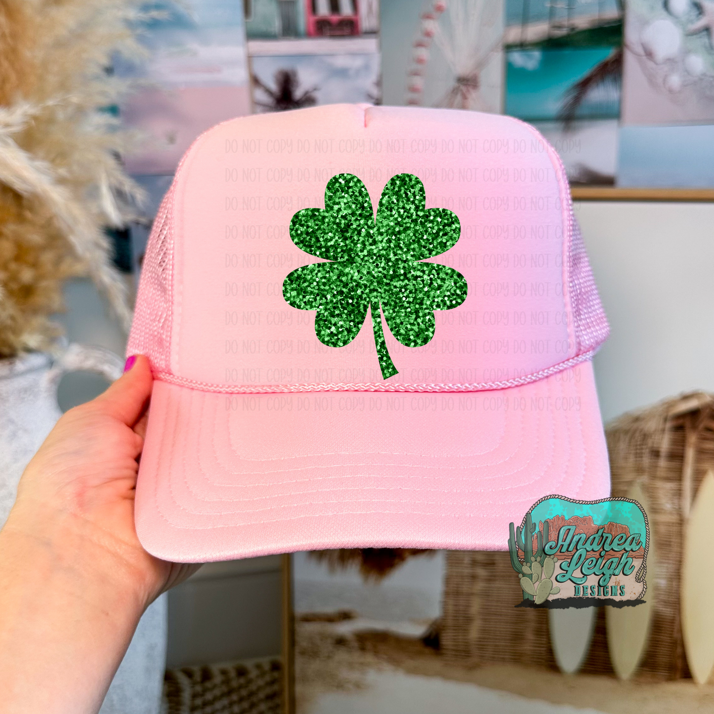 DTF Transfers Faux Glitter 4 Leaf Clover