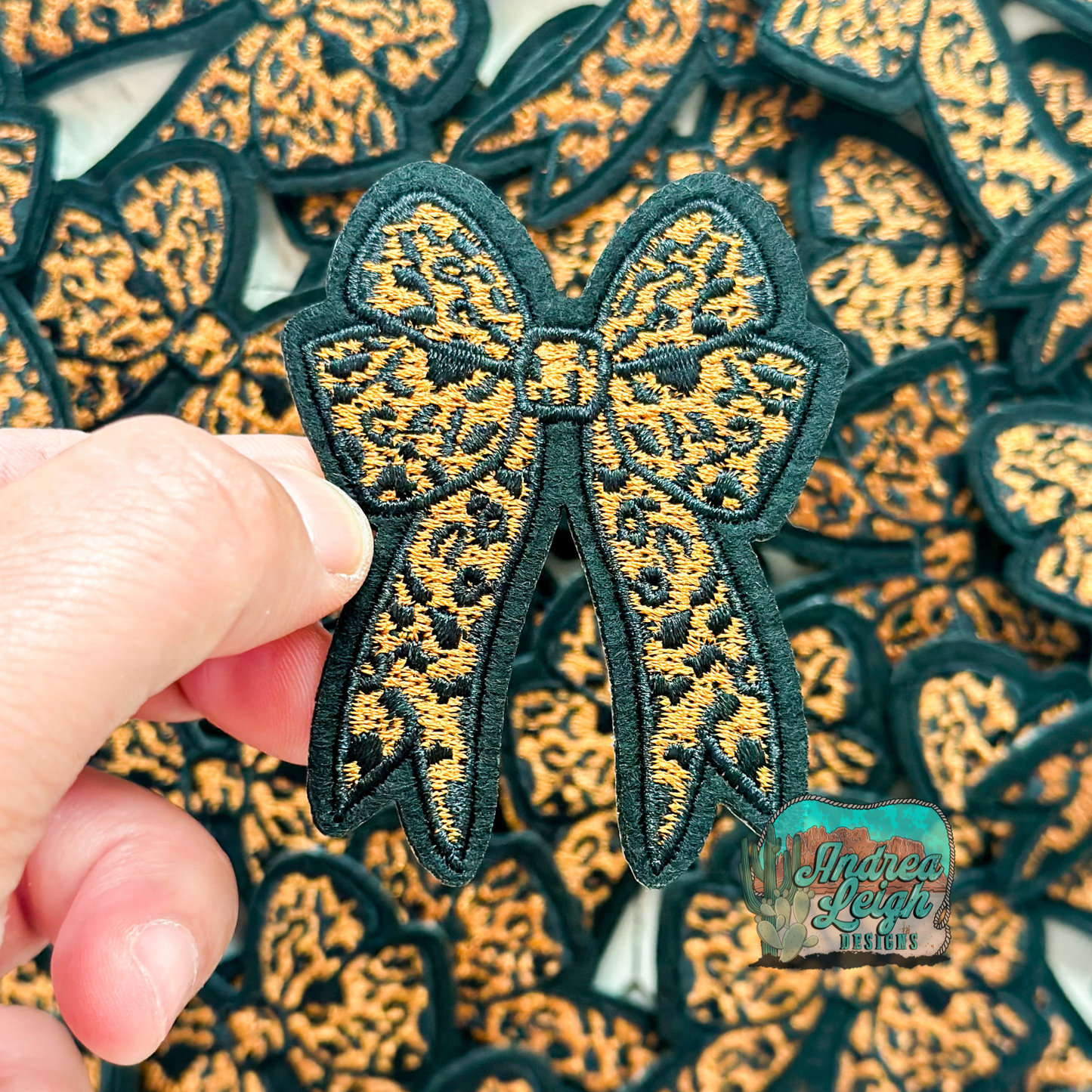 Leopard Print Coquette Bow Embroidered Patch