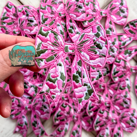 ALD EXCLUSIVE Pink Camo Coquette Bow Embroidered Patch