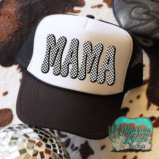 Checkered Mama Trucker Hat