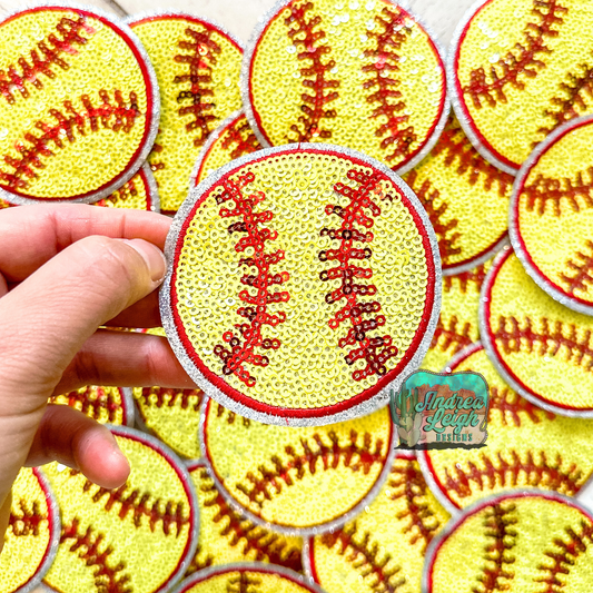 Glitter Softball Sequin Embroidered Patch