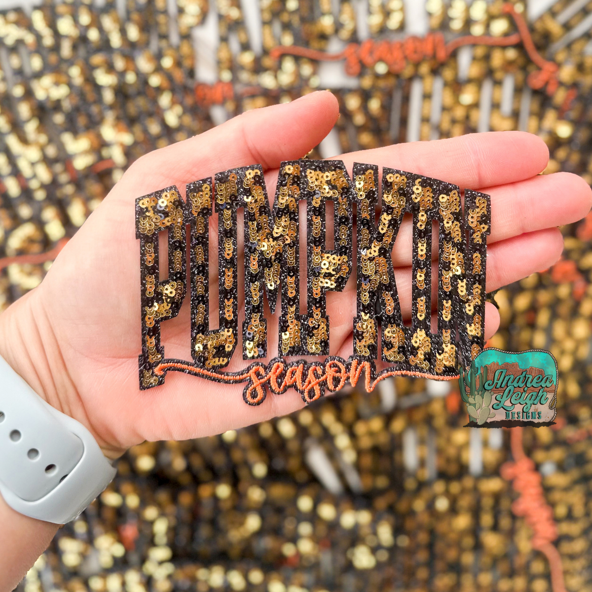 ALD EXCLUSIVE-Pumpkin Season Glitter Sequin Embroidered Patch