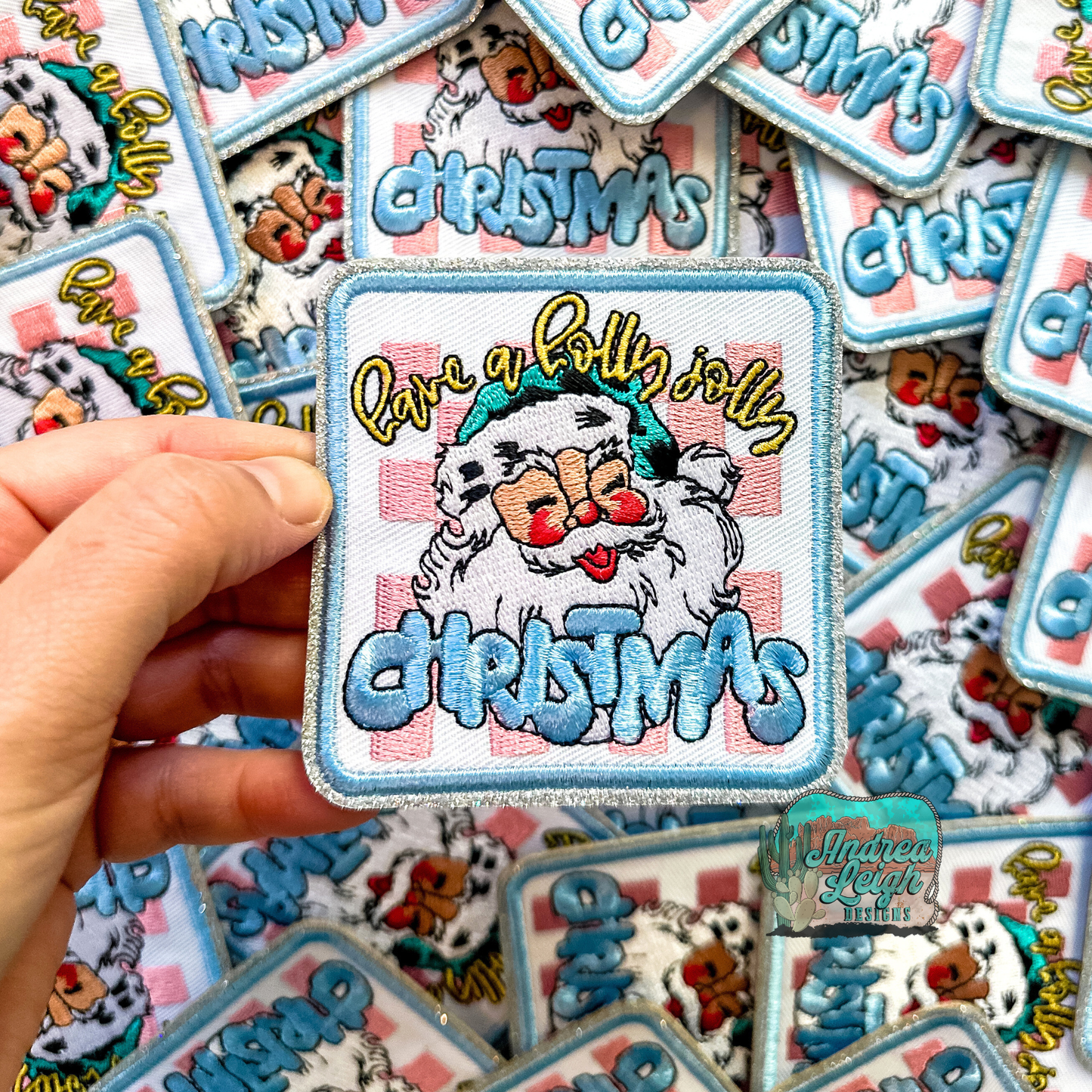 Glitter Have a Holly Jolly Christmas Embroidered Patch