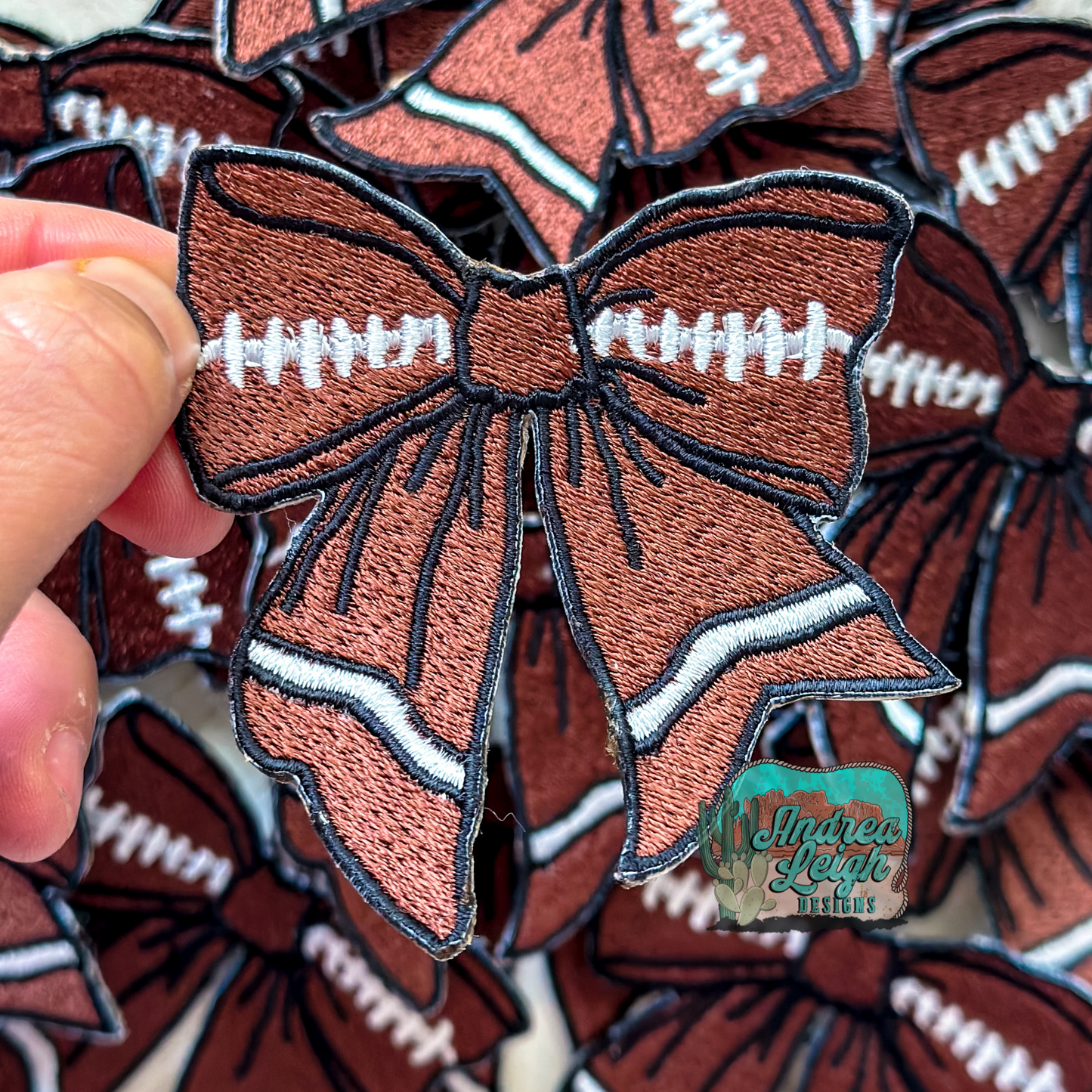 ALD EXCLUSIVE-Football Coquette Bow Embroidered Patch