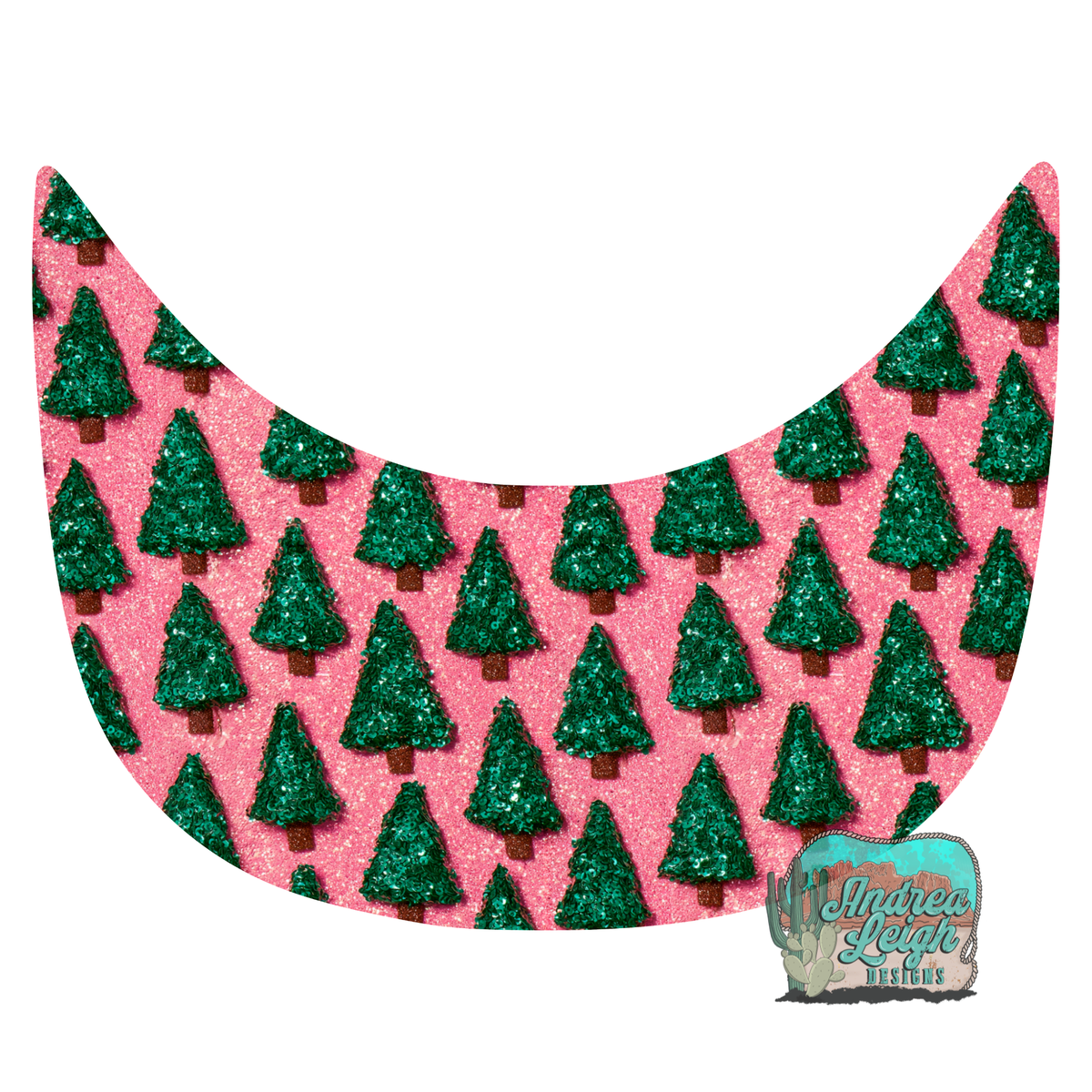 Faux Glitter Christmas Trees Hat Brim DTF Transfer