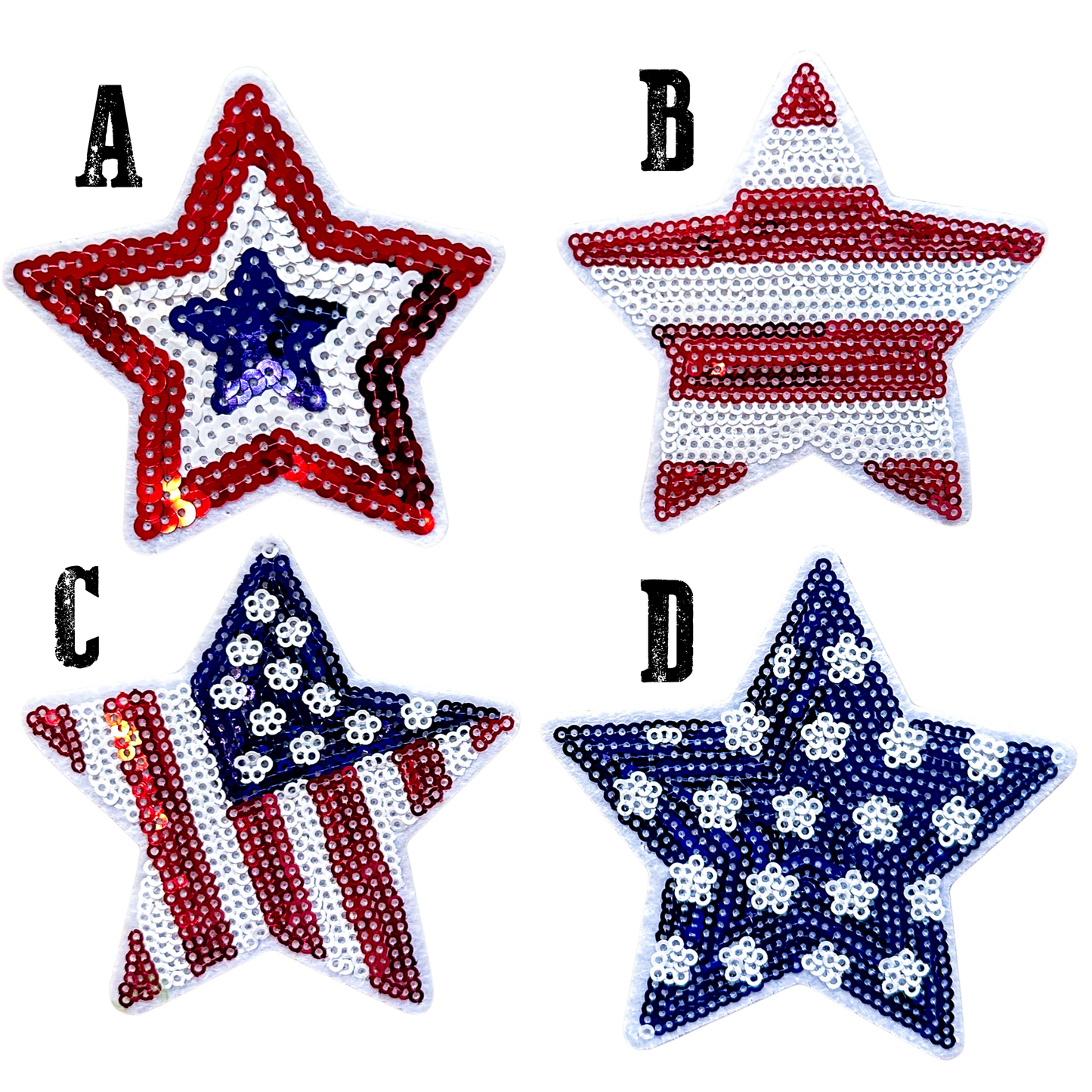 Sequin American Stars Embroidered Patch