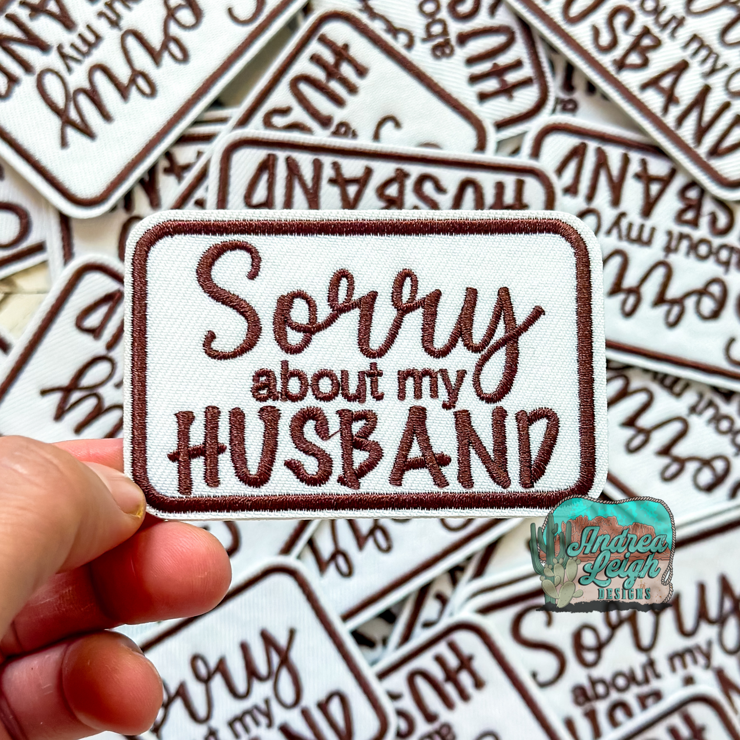 Sorry About My Husband Black Embroidered Patch