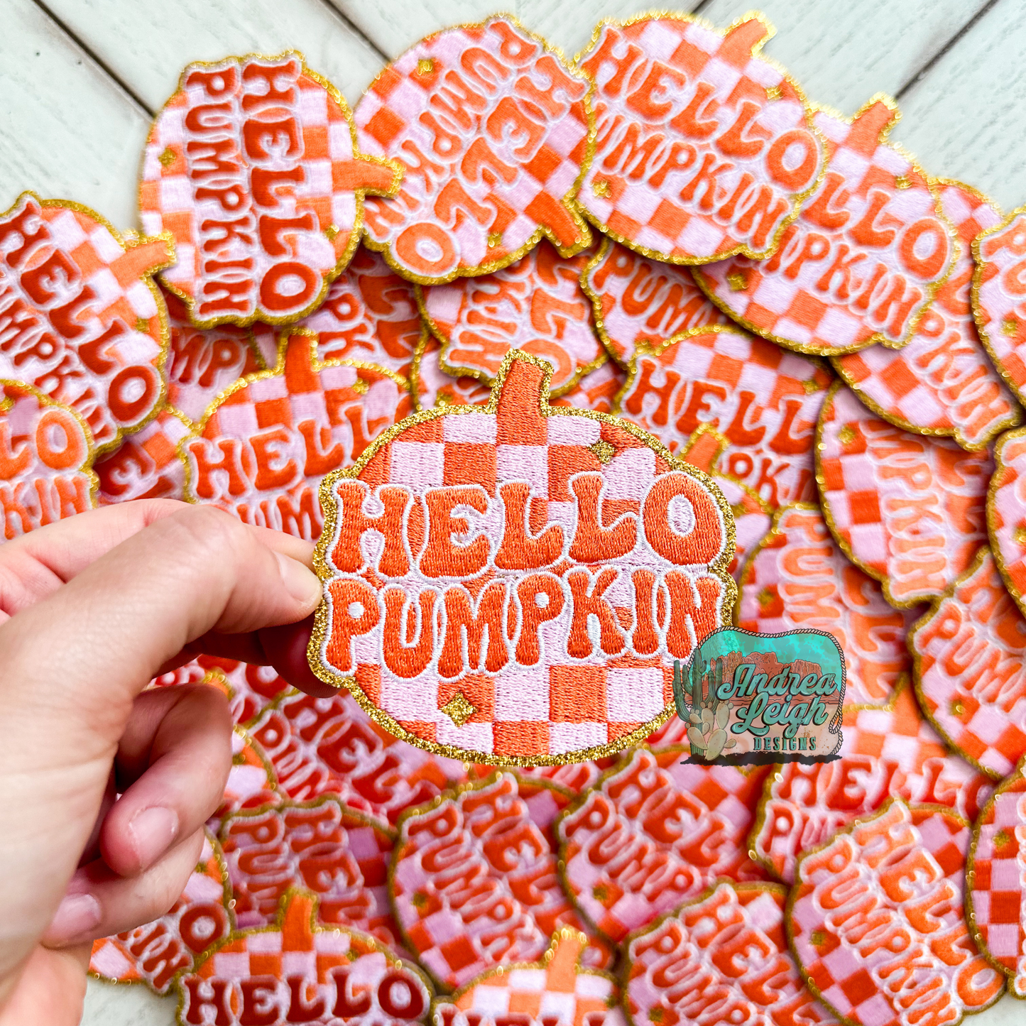 Hello Glitter Pumpkin Embroidered Patch