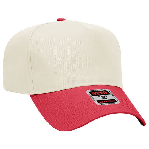 OTTO CAP 5 Panel Mid Profile Baseball Cap-Red/Natural