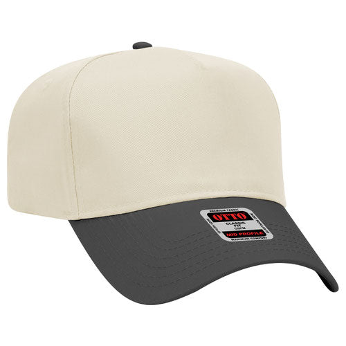 OTTO CAP 5 Panel Mid Profile Baseball Cap-Black/Natural
