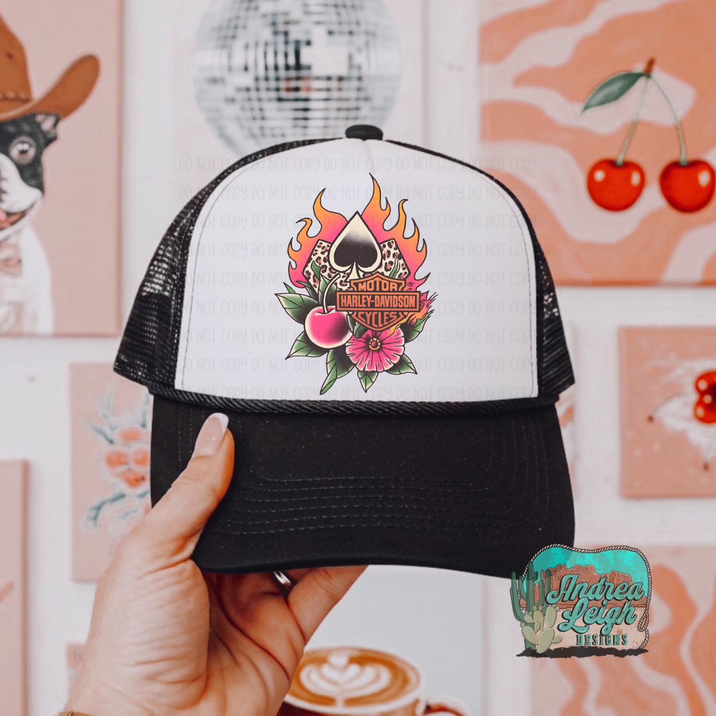 DTF Transfers Harley Spade Flower