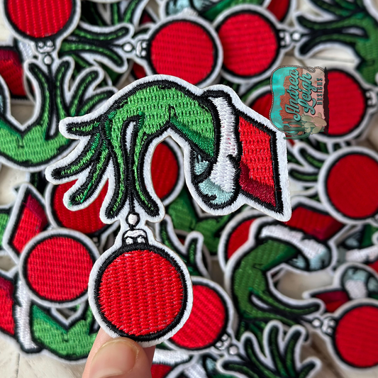 Green Hand with Ornament Embroidered Patch