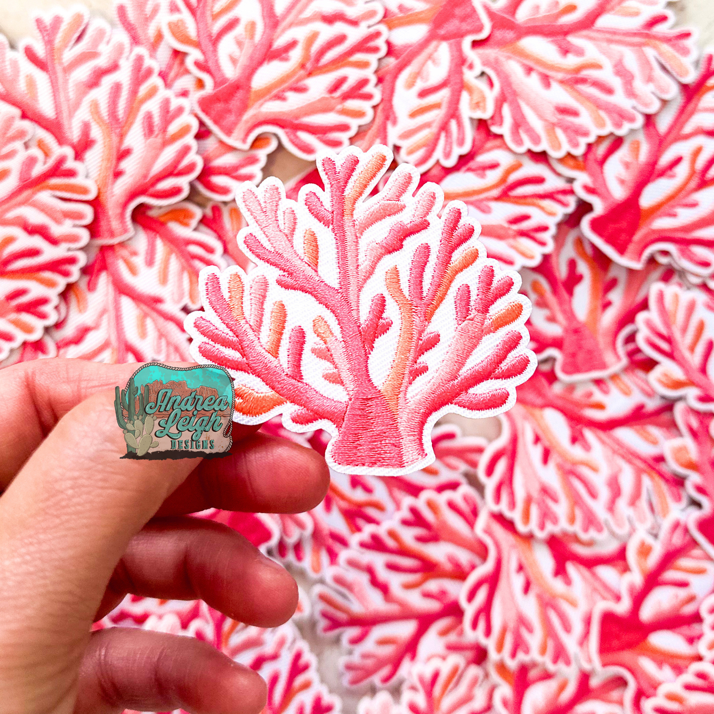 Pink Coral Embroidered Patch