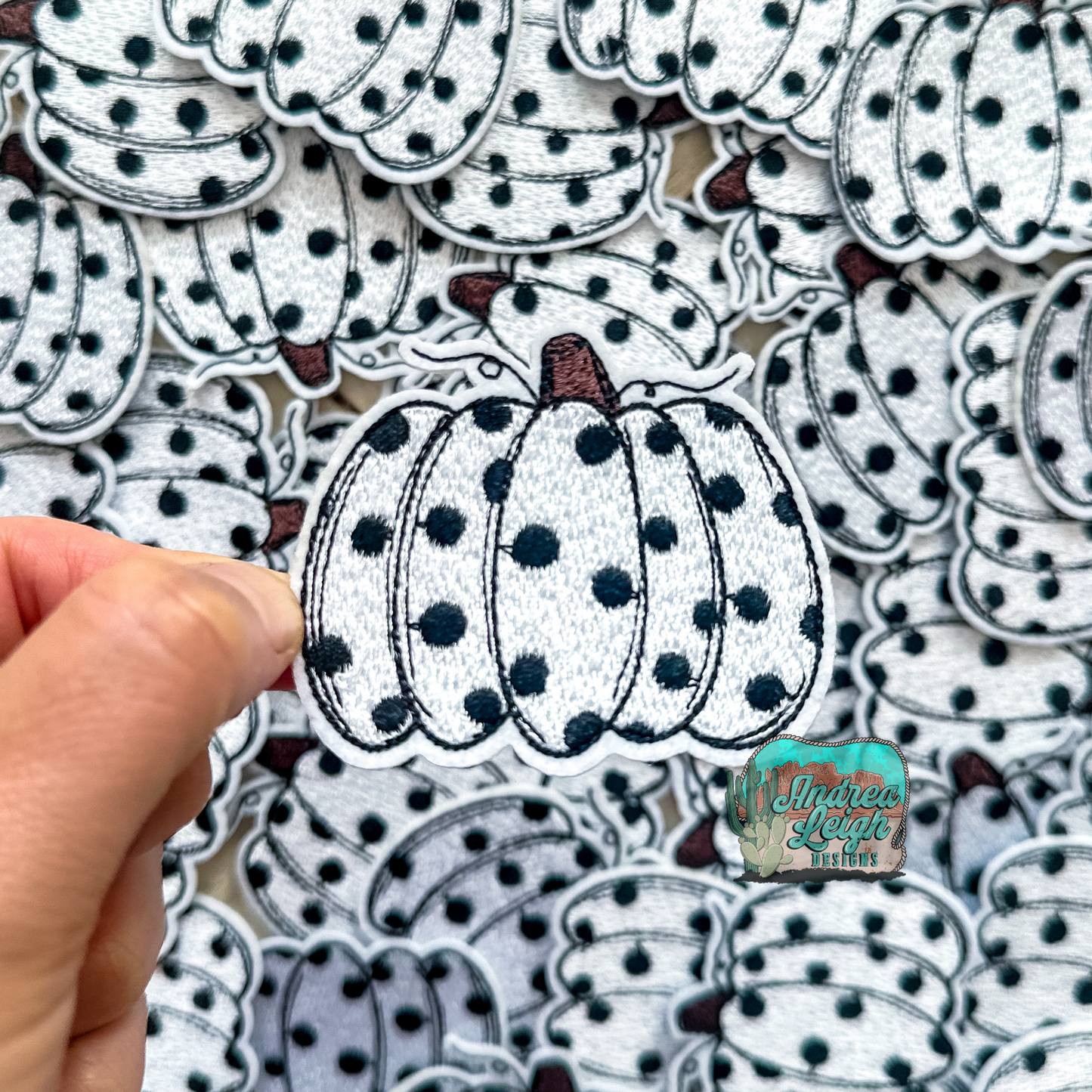 Polka Dot Pumpkin Embroidered Patch