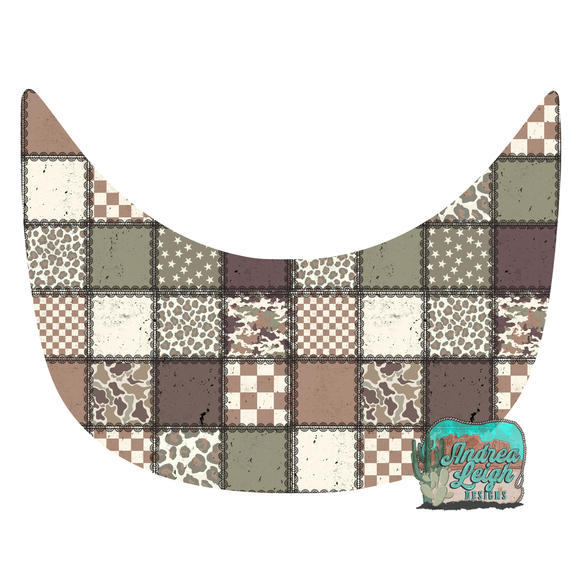 Camo Checkered Patchwork Hat Brim DTF Transfer