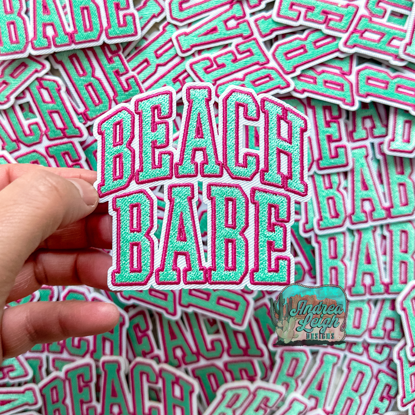 Beach Babe Teal Embroidered Patch