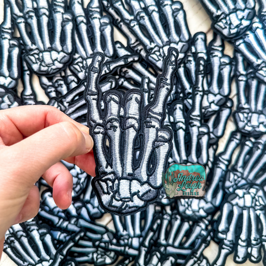 Skeleton Rock Hands Embroidered Patch