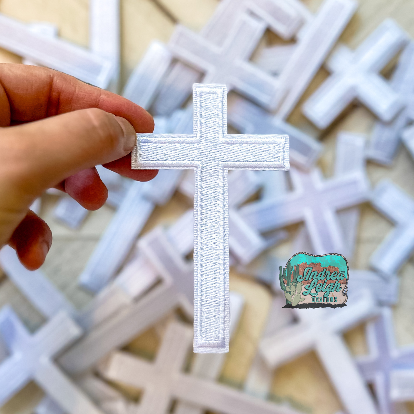 White Cross Embroidered Patch