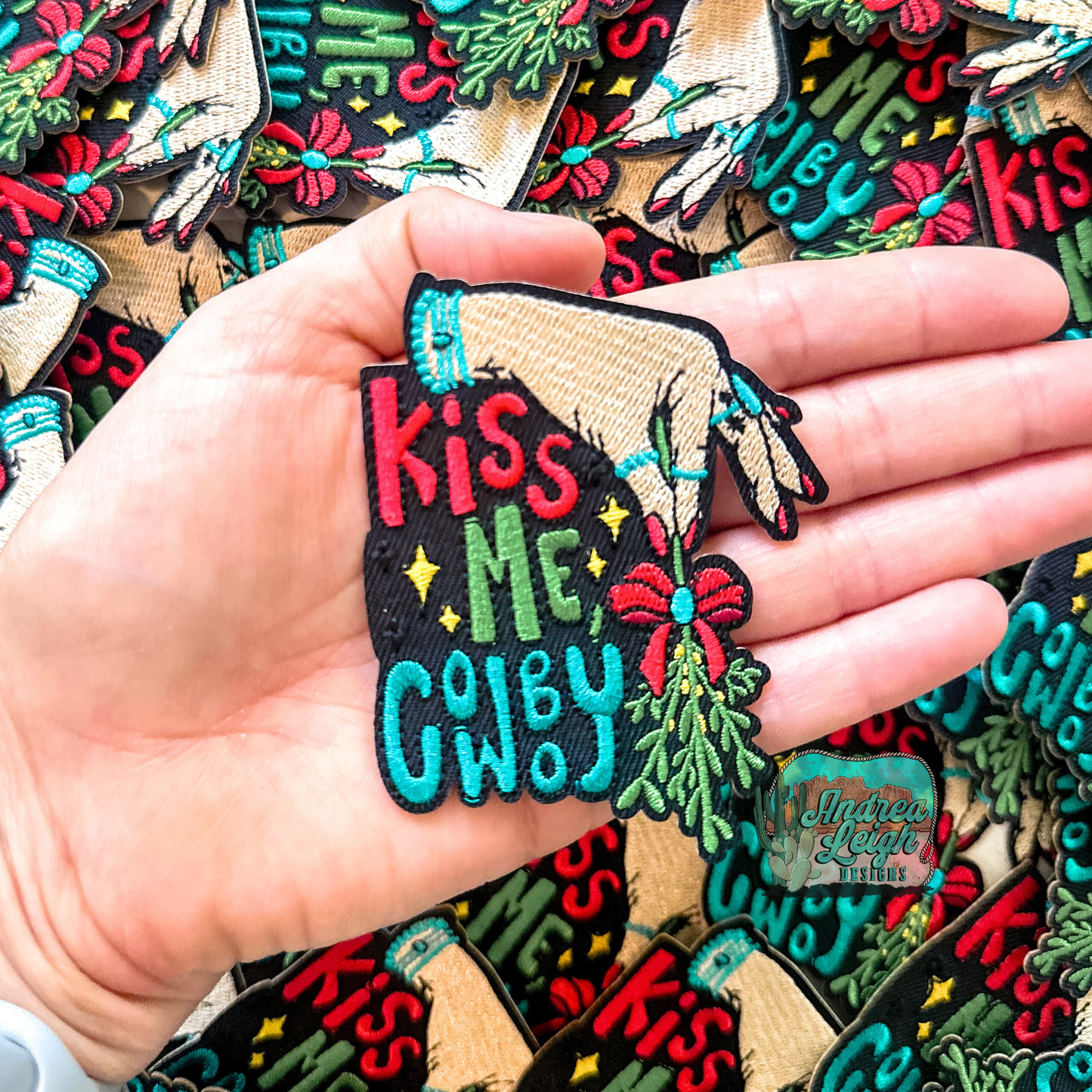 Kiss Me Cowboy Embroidered Patch