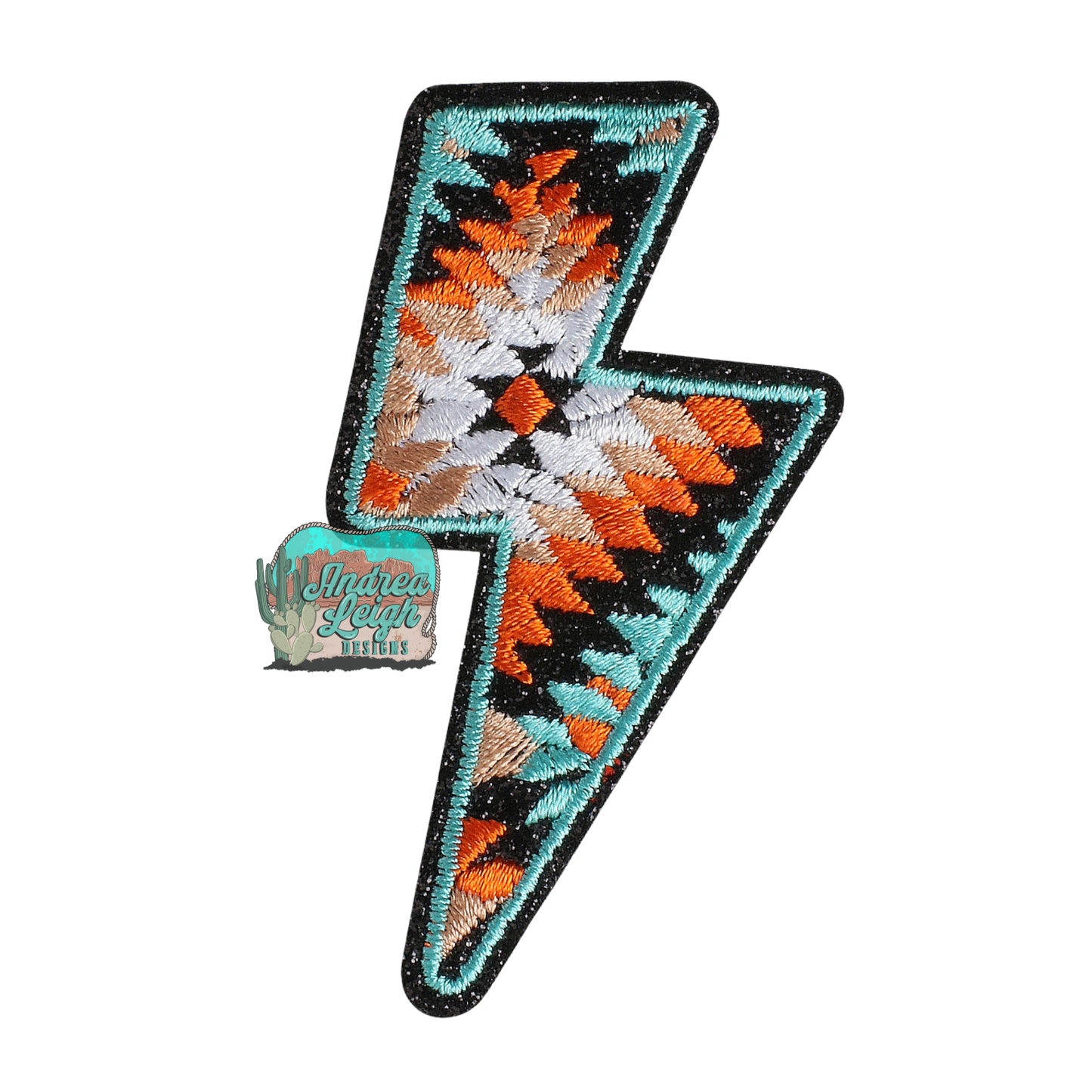 Aztec Glitter Lighting Bolt Embroidered Patch