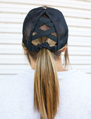 Black Leopard Print Mesh Ponytail Cap