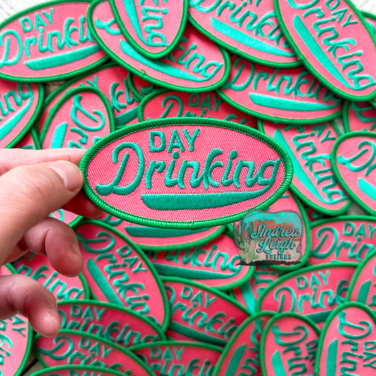 Day Drinking Green/Pink Embroidered Patch