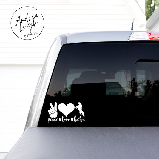 Peace Love Horse Decal