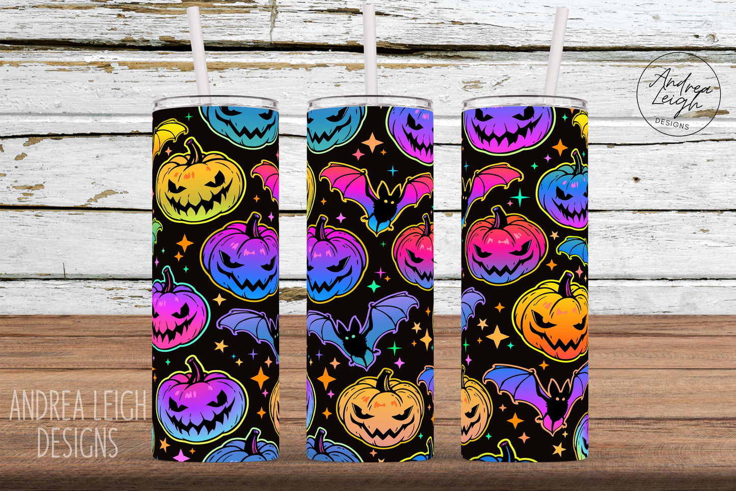 Neon Pumpkins Tumbler