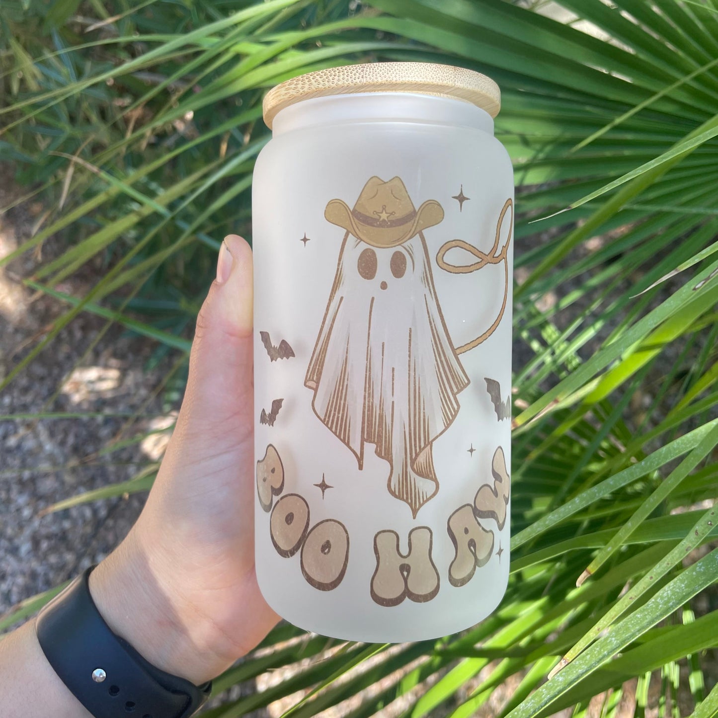 Boo Haw Sublimation Glass Can