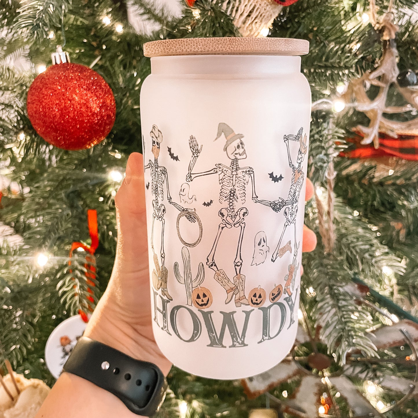 RTS Howdy Skeletons Sublimation Glass Can