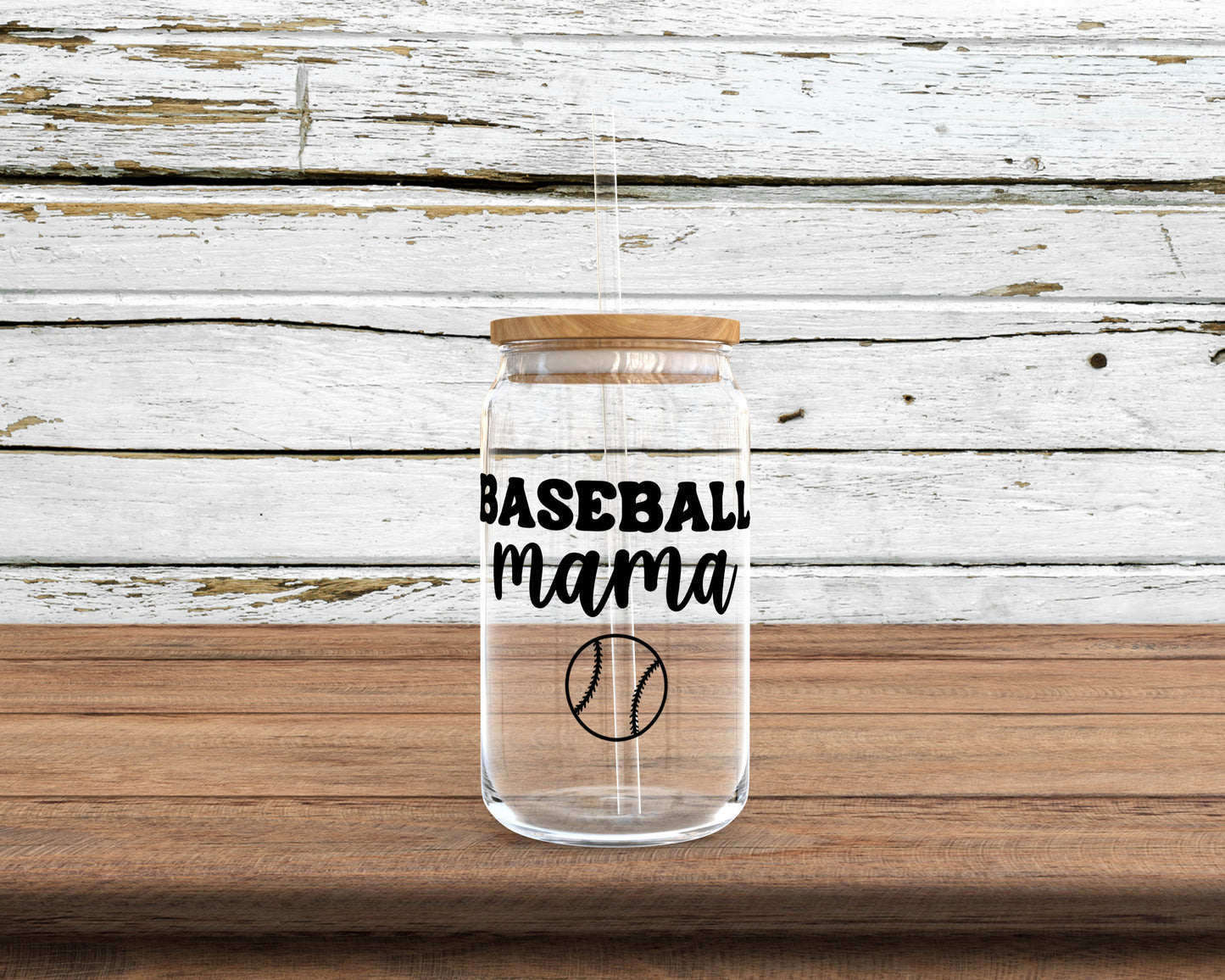 Baseball Mama Glass Can