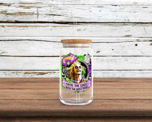 Beetle Juice Sublimation Glass Can