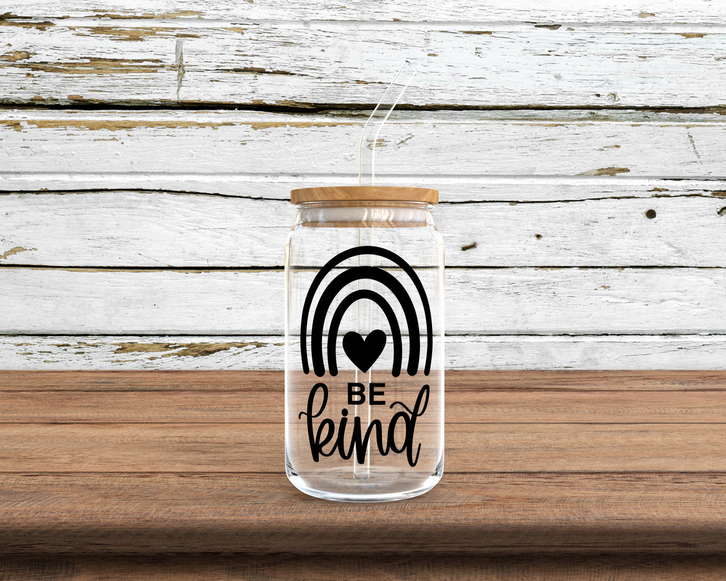 Be Kind Rainbow Glass Can