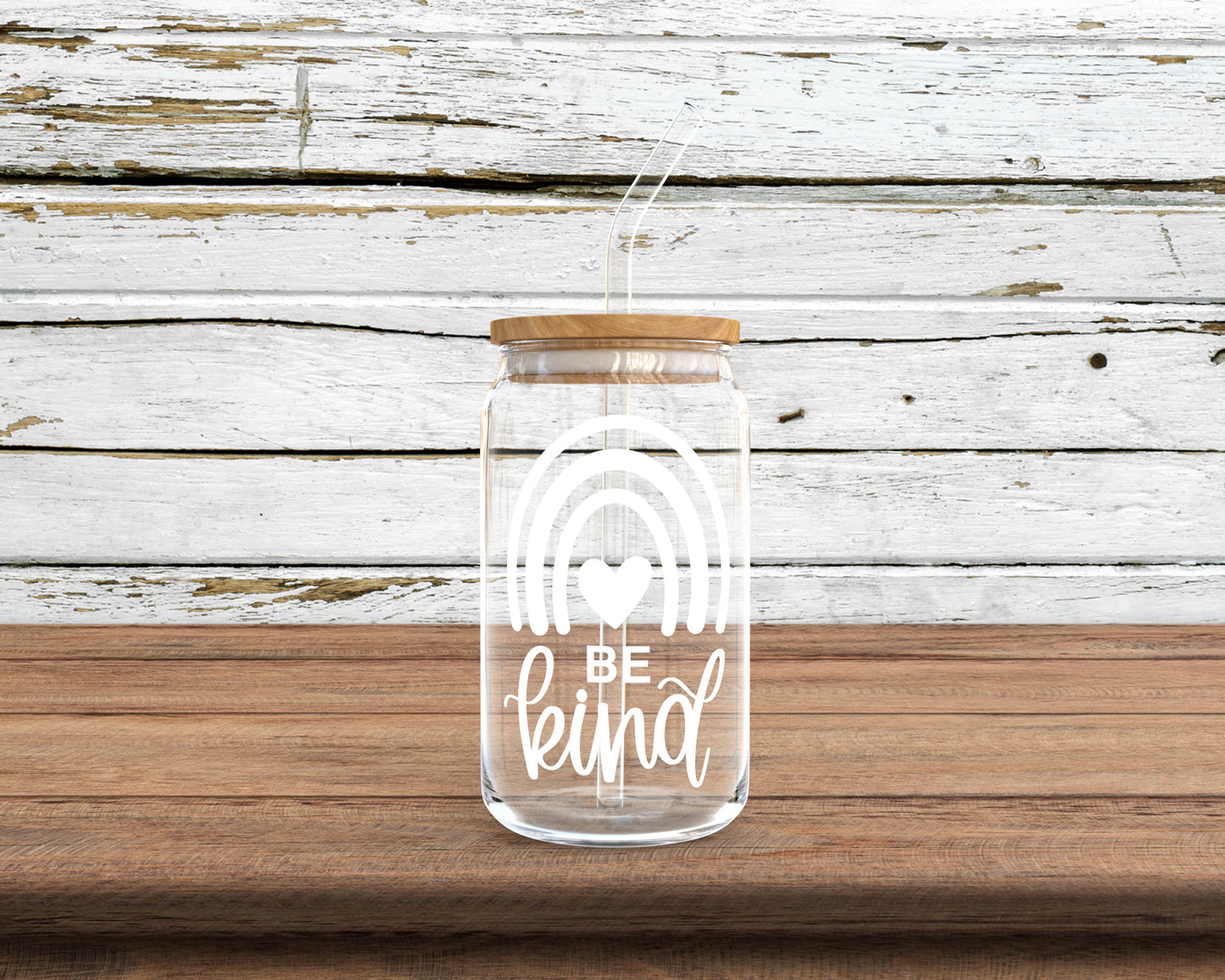 Be Kind Rainbow Glass Can