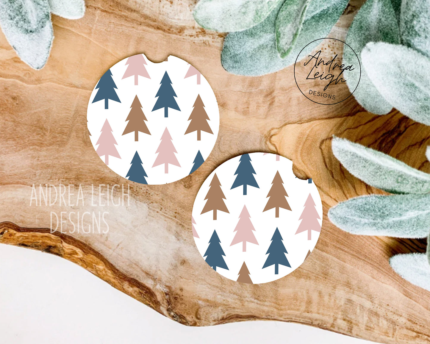 Boho Christmas Trees Car Coasters