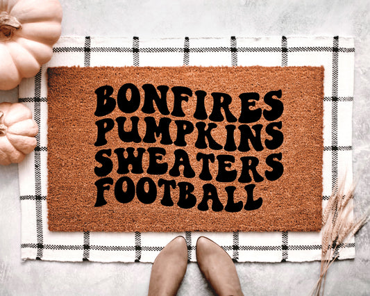 Bonfires Pumpkins Sweaters Football Doormat