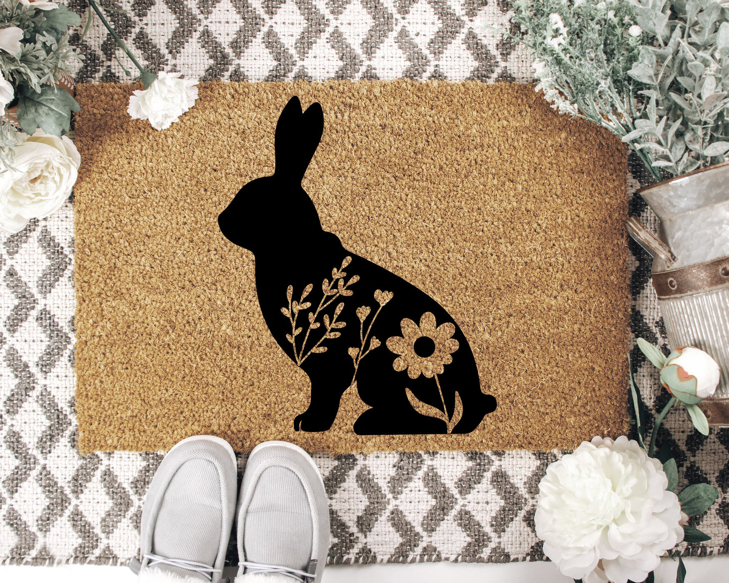 Floral Bunny Doormat