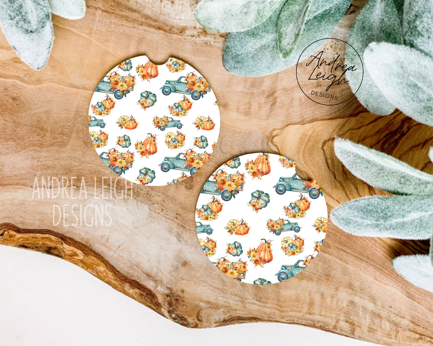 Fall Pumpkins Truck Car Coasters