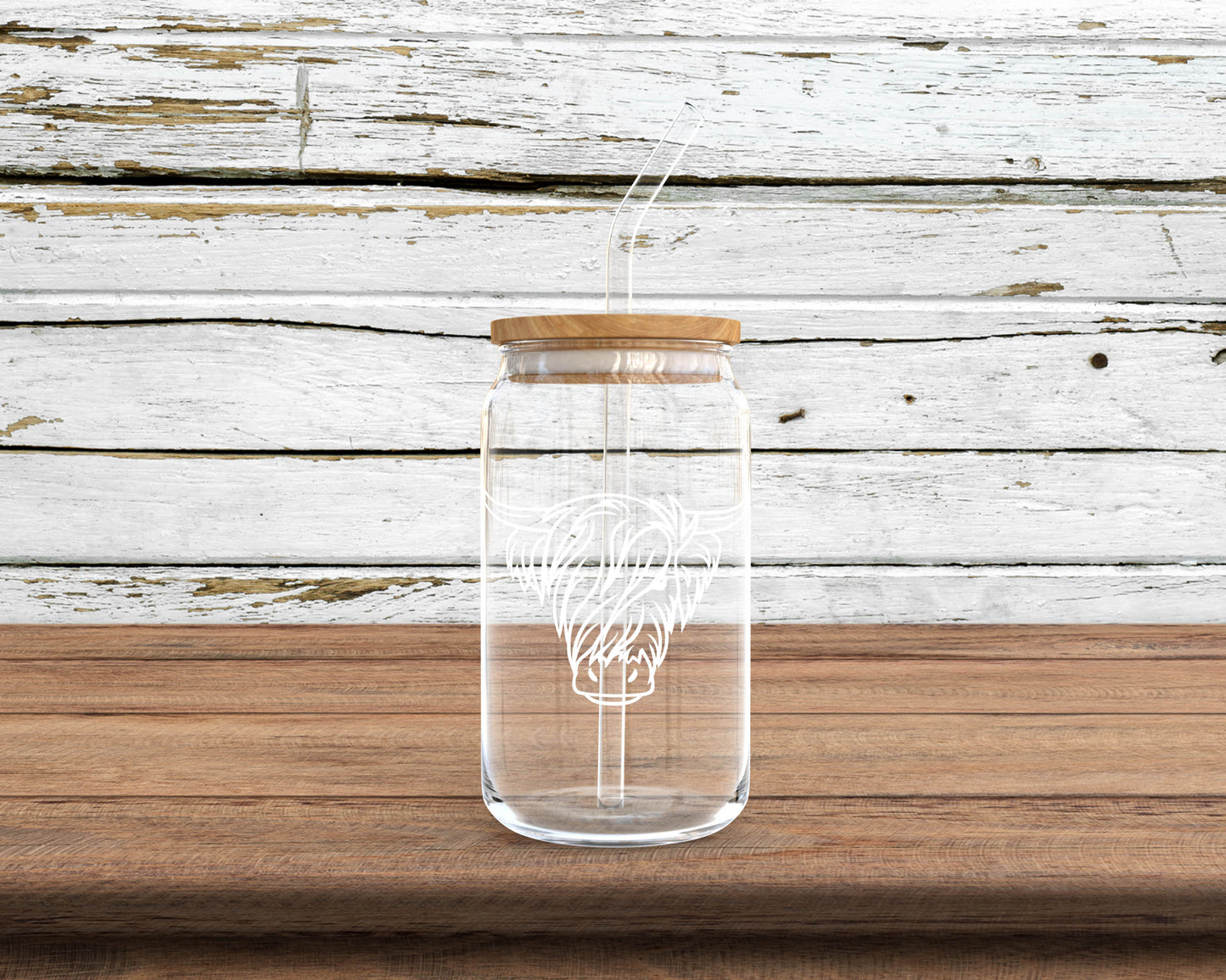 Highland Cow Glass Can
