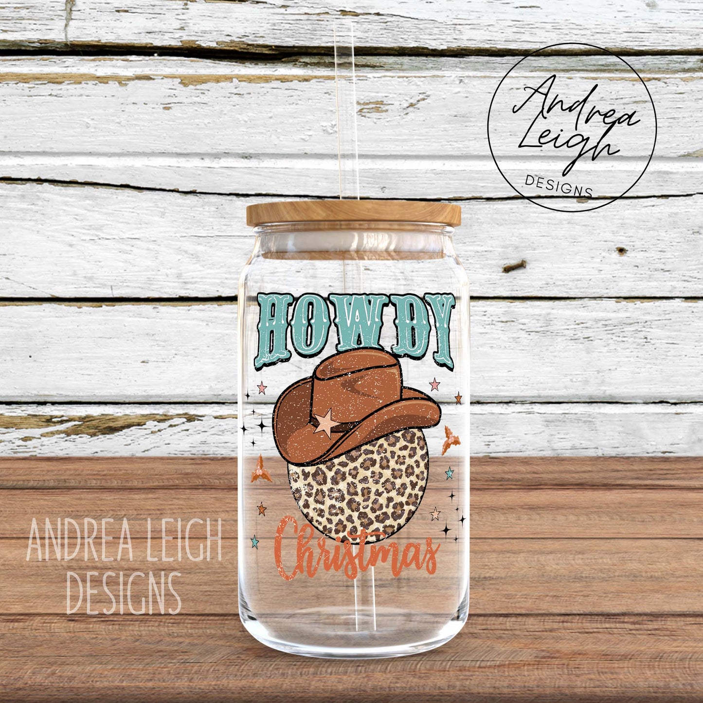 Howdy Christmas Sublimation Glass Can