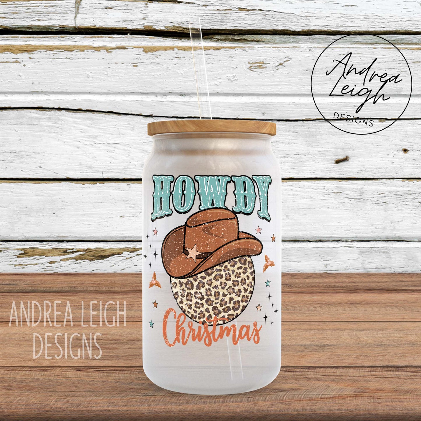 Howdy Christmas Sublimation Glass Can