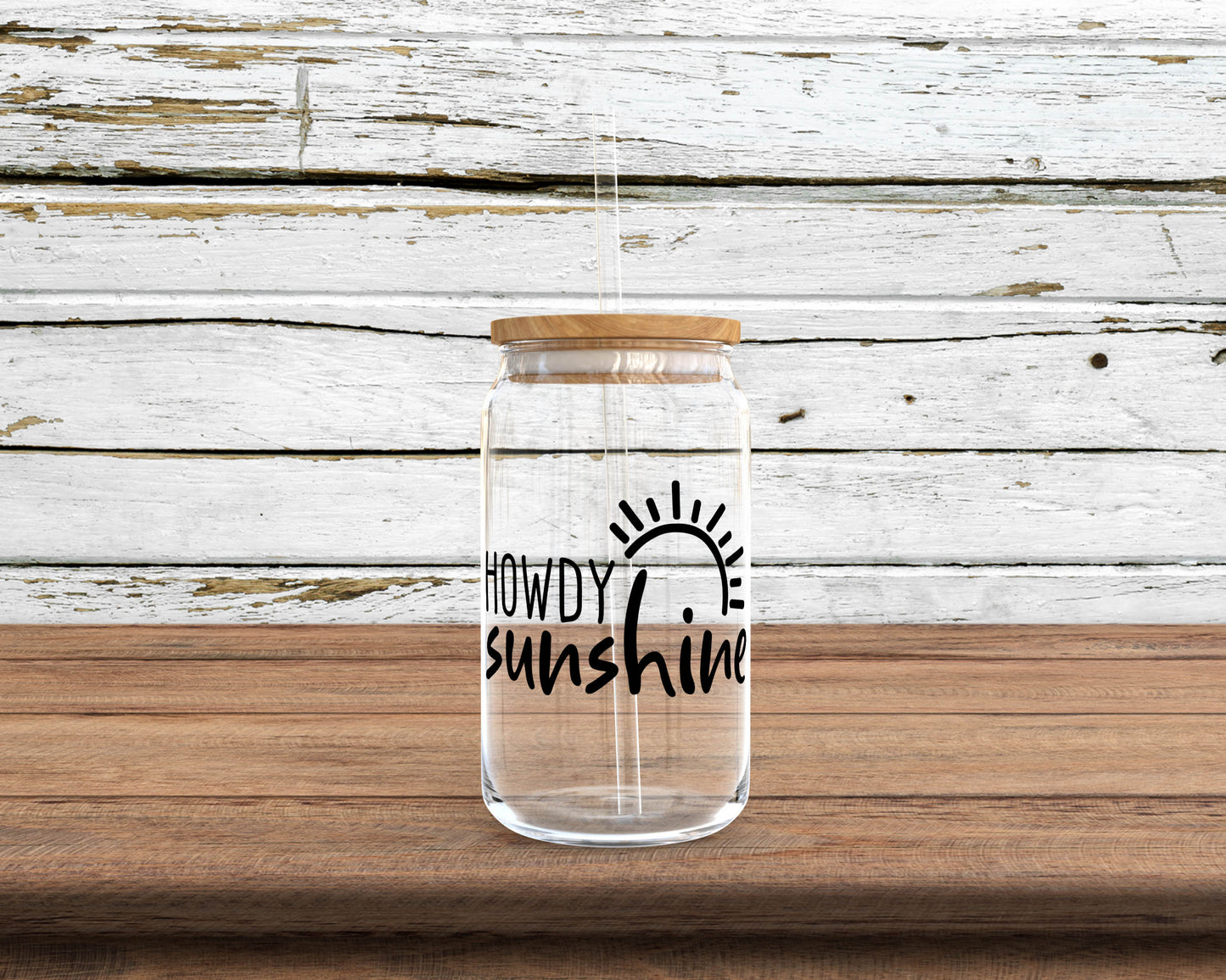 Howdy Sunshine Glass Can