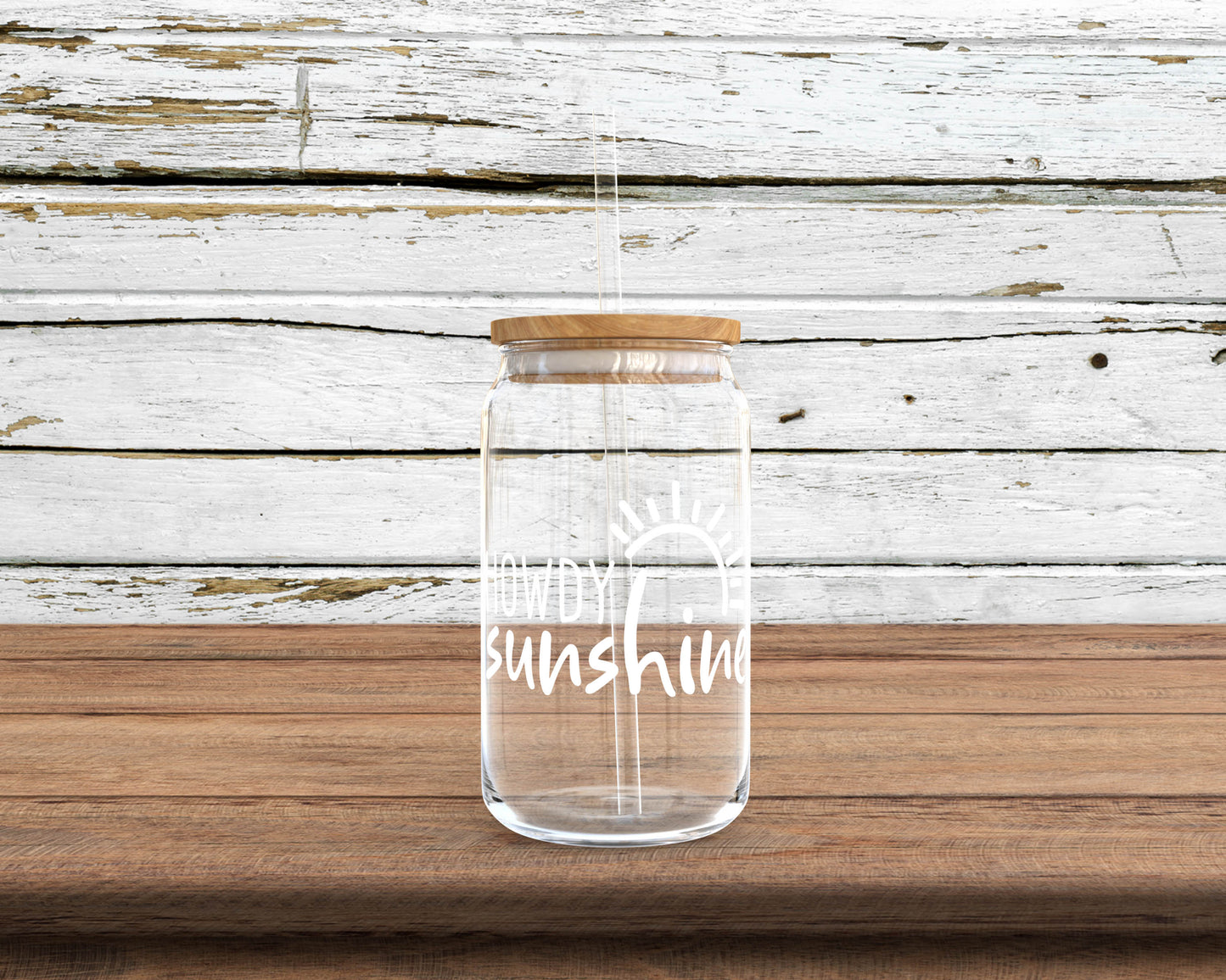 Howdy Sunshine Glass Can
