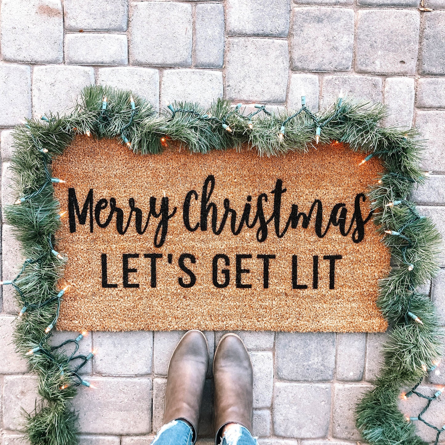 Merry Christmas Let's Get Lit Doormat