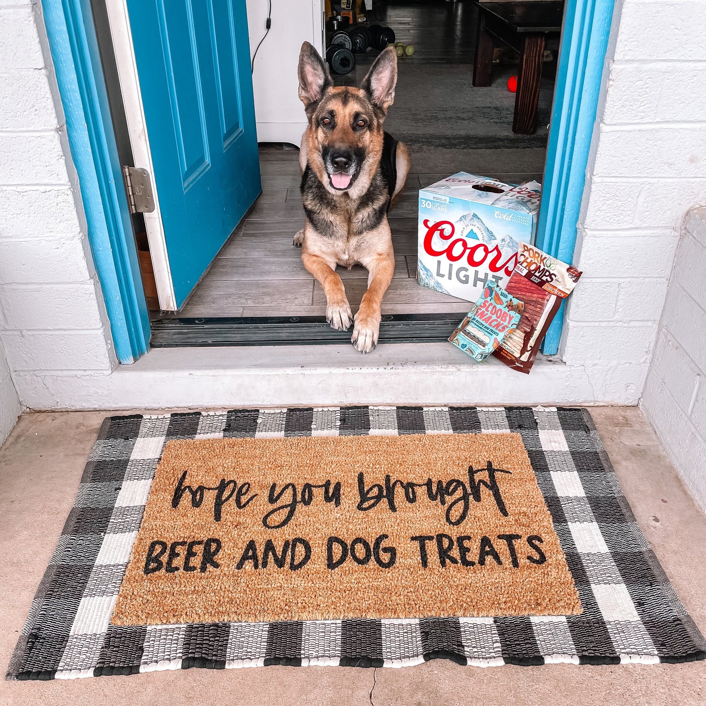 Hope You Brought Wine and Dog Treats Doormat